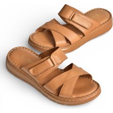 Fox Shoes Y555532503 Taba Hakiki Deri Kadın Terlik
