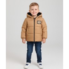 Aydino Erkek Çocuk Kışlık Kapüşonlu Şişme Mont Bej Renk