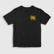 Presmono Unisex Çocuk Siyah Persian Lion Sun Iran Iran T-Shirt