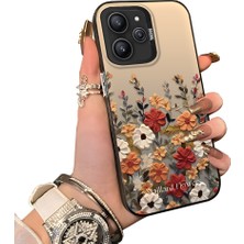 Ucuc Redmi 12 4g Uyumlu Kılıf Akrilik Sert Arka Panel Mat Dokulu Yan Silikon Darbe Emici Güzel Çiçek Desenli Kamera Koruma Kapak