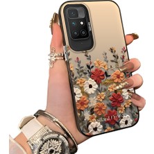Ucuc Redmi 10 2022 Uyumlu Kılıf Akrilik Sert Arka Panel Mat Dokulu Yan Silikon Darbe Emici Güzel Çiçek Desenli Kamera Koruma Kapak