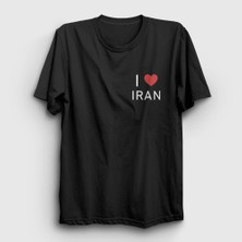 Presmono Unisex Siyah I Love Iran Iran T-Shirt