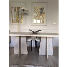 Shoovvel Luxe Bohem Oval Salon Mutfak Masası Oval Yemek Masası 90X165 cm | Iskandinav Modern Tasarım