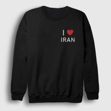 Presmono Unisex Siyah I Love Iran Iran Sweatshirt