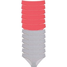 MiraLive 12 Adet Süper Eko Set Likralı Kadın Slip Külot Fuşya Gri