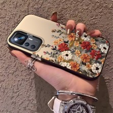 Ucuc Mi 12T Uyumlu Kılıf Akrilik Sert Arka Panel Mat Dokulu Yan Silikon Darbe Emici Güzel Çiçek Desenli Kamera Koruma Kapak