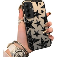 Ucuc Samsung Galaxy A35 Uyumlu Kılıf Akrilik Sert Arka Panel Mat Dokulu Yan Silikon Darbe Emici Yıldız Desenli Kamera Koruma Kapak