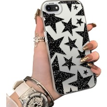 Ucuc iPhone 7/8/se 2020 2022 Uyumlu Kılıf Akrilik Sert Arka Panel Mat Dokulu Yan Silikon Darbe Emici Yıldız Desenli Kamera Koruma Kapak