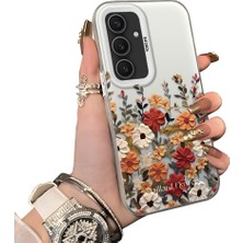 Ucuc Samsung Galaxy S24 Plus Uyumlu Kılıf Akrilik Sert Arka Panel Mat Dokulu Yan Silikon Darbe Emici Güzel Çiçek Desenli Kamera Koruma Kapak