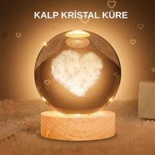 Senson Kalpli Işıklı Cam Küre Ahşap Standlı Dekoratif Gece Lambası - Lisinya