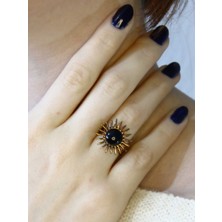 Esha Doğal Taş Oniks Doğal Taşlı Antik Güneş Model Kadın Ayarlanabillir Yüzük EUY73O