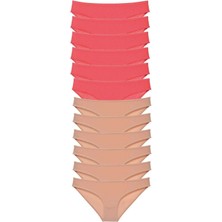 MiraLive 12 Adet Süper Eko Set Likralı Kadın Slip Külot Fuşya Ten