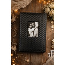 Angelphoto  33X23 cm Siyah Örgülü / Beyaz Yaldızlı 300 Fotoğraf Albüm (10X15) – 3 Foto/sayfa, Anı Not