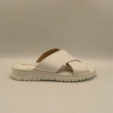 Ametist Alessia Beyaz Deri Comfort  Kadın  Terlik