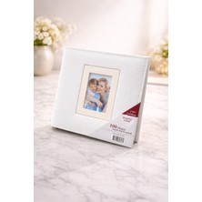 Angelphoto  13X18 Altın Çerçeveli Beyaz Kare Fotoğraf Albümü 100 Fotoğraflık – Hatıra Yazı Alanlı