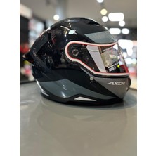 AXOR Hunter Turbo Kapalı Kask - Parlak Siyah Gri Polymer Malzeme ile 1500 gr Ağırlık