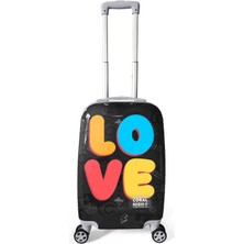 Coral High Renkli Love Desenli Kabin Boy Valiz (50CM) 16558