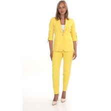 White Diamond Kolu Bağcıklı Ceket Takım 42 - Sarı