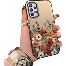 Ucuc Samsung Galaxy A72 Uyumlu Kılıf Akrilik Sert Arka Panel Mat Dokulu Yan Silikon Darbe Emici Güzel Çiçek Desenli Kamera Koruma Kapak