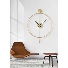 PremiumPort Modern 90 cm Altın Metal Duvar Saati, Şık ve Dekoratif Tasarım