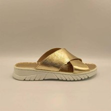 Ametist Alessia Gold Deri Comfort  Kadın Terlik