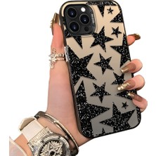 Ucuc iPhone 16 Pro Uyumlu Kılıf Akrilik Sert Arka Panel Mat Dokulu Yan Silikon Darbe Emici Yıldız Desenli Kamera Koruma Kapak