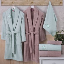 SHC4200 Line - Pamuklu Bornoz Seti - S. Yeşili K. Bej