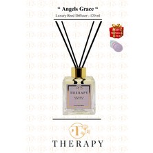 Therapy Smell, Angels Grace - Lüks Çubuklu Oda Kokusu / 120 ml / Extra Clear Kare Cam Şişe / Metal Altın Kapak