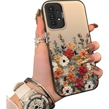 Ucuc Samsung Galaxy A13 Uyumlu Kılıf Akrilik Sert Arka Panel Mat Dokulu Yan Silikon Darbe Emici Güzel Çiçek Desenli Kamera Koruma Kapak