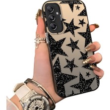 Ucuc Samsung Galaxy A24 Uyumlu Kılıf Akrilik Sert Arka Panel Mat Dokulu Yan Silikon Darbe Emici Yıldız Desenli Kamera Koruma Kapak