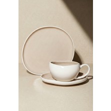 Perotti Roma Beige Porselen 18 Parça Pasta ve Çay Ikram Seti