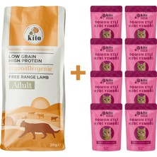 Kuzu Etli Yetişkin Kedi Maması 2 kg  + 8 Adet Kito Fresh Somon Etli %100 Taze Içerikli Mama