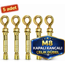 DESIPHON Kancalı Çelik Dübel M8 Kapalı Ağız 5 Adet Salıncak Boks Torbası Avize Tavan Asma Aparatı