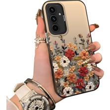 Ucuc Samsung Galaxy A54 Uyumlu Kılıf Akrilik Sert Arka Panel Mat Dokulu Yan Silikon Darbe Emici Güzel Çiçek Desenli Kamera Koruma Kapak