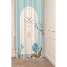 Greendecor Mandala Çiçek Bohem Ay Yıldız Yaprak Özel Tasarım Desenli Dijital Baskılı (Tek Kanat) Şık Fon Perde