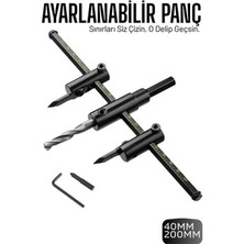 MiraLive Profesyonel Ayarlı Daire Kesici Panç Seti (40-200MM) - Tungsten Çelik Uçlu Hassas Delme Seti