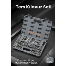 MiraLive 40 Parça Profesyonel Metrik Ters Kılavuz ve Pafta Seti   - Hassas Diş Açma ve Onarım Takımı