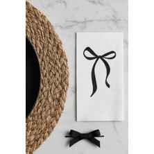 Siyah Kurdele Desenli 16'lı Çift Katlı Lüks Kağıt Peçete