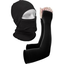 Motorcu Kurye Için Kol Koruyucu Kol Koruma Kılıfı + Koruyucu Maske Set 2li Termal Set Kol Yüz Korur