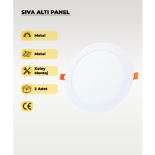 AC Aydınlatma 15W Sıva Altı Yuvarlak Slim LED 3200K Sarı Işık 2 Adet