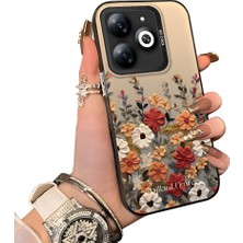 Ucuc Infinix Smart 8/8 Pro Uyumlu Kılıf Akrilik Sert Arka Panel Mat Dokulu Yan Silikon Darbe Emici Güzel Çiçek Desenli Kamera Koruma Kapak