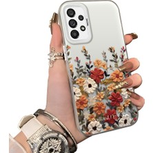 Ucuc Samsung Galaxy A73 Uyumlu Kılıf Akrilik Sert Arka Panel Mat Dokulu Yan Silikon Darbe Emici Güzel Çiçek Desenli Kamera Koruma Kapak