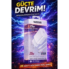 Wess 25W Pd Type-C Süper Hızlı Şarj Aleti – Samsung Galaxy Telefonlar Için Akıllı & Güvenli Şarj