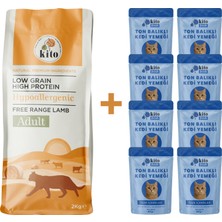 Kuzu Etli Yetişkin Kedi Maması 2 kg + 8 Adet Kito Fresh Ton Balıklı %100 Taze Içerikli Mama