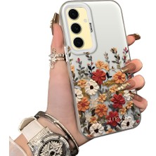 Ucuc Samsung Galaxy S24 Fe Uyumlu Kılıf Akrilik Sert Arka Panel Mat Dokulu Yan Silikon Darbe Emici Güzel Çiçek Desenli Kamera Koruma Kapak
