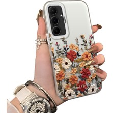 Ucuc Samsung Galaxy A55 Uyumlu Kılıf Akrilik Sert Arka Panel Mat Dokulu Yan Silikon Darbe Emici Güzel Çiçek Desenli Kamera Koruma Kapak