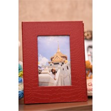 Angelphoto  200LÜ 10X15CM Fotoğraf Albümü Kırmızı - Deri Kaplı Foto Pencereli - Aile Resimleri Için Album