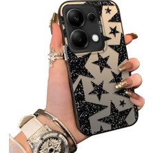 Ucuc Redmi Note 13 Pro 4g Uyumlu Kılıf Akrilik Sert Arka Panel Mat Dokulu Yan Silikon Darbe Emici Yıldız Desenli Kamera Koruma Kapak