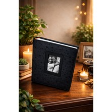 Angelphoto  23X23 cm Kare Fotoğraf Albümü – 10X15 Siyah Yaldızlı / Tek Dikişli 200 Foto | Sert Kapak Anı Albümü