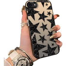 Ucuc iPhone 7/8/se 2020 2022 Uyumlu Kılıf Akrilik Sert Arka Panel Mat Dokulu Yan Silikon Darbe Emici Yıldız Desenli Kamera Koruma Kapak